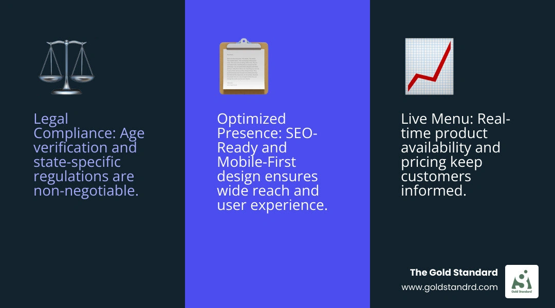 An infographic describing our Legal Compliance, Optimized SEO, and Live Menu services